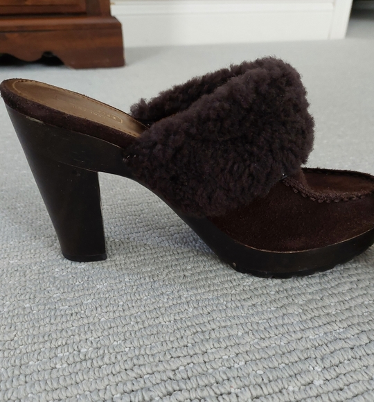 Coach suede clogs with fur - Picture 6 of 14